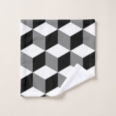 Blanc et gris de noir de motif de cube (Gant de toilette)