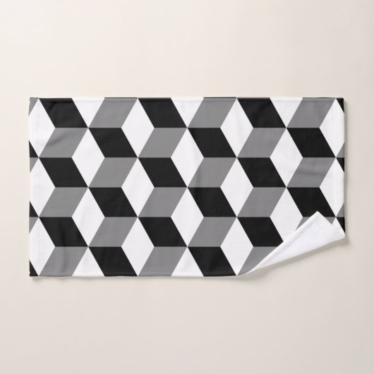 Blanc et gris de noir de motif de cube (Serviette à main)