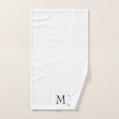 Blanc et noir | Monogramme moderne (Serviette à main)