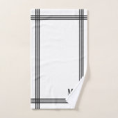 Blanc et noir rayé personnalisable avec initiales  (Serviette à main)