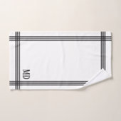 Blanc et noir rayé personnalisable avec initiales  (Serviette à main)