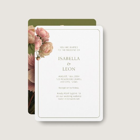 Blanc et olive | Faire-part de mariage Rose Blush