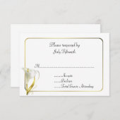 Blanc et or avec Calla Lily Wedding Carte RSVP (Devant / Derrière)