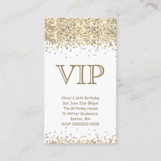 Blanc et Or | Mini VIP Invitation d'anniversaire (Devant)