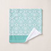 Blanc et turquoise (Gant de toilette)