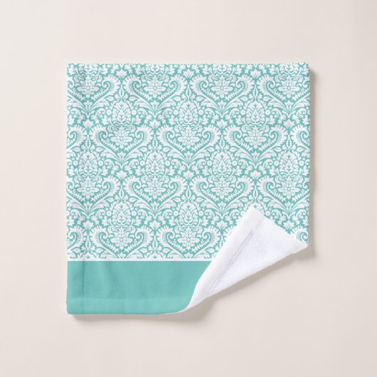 Blanc et turquoise (Gant de toilette)