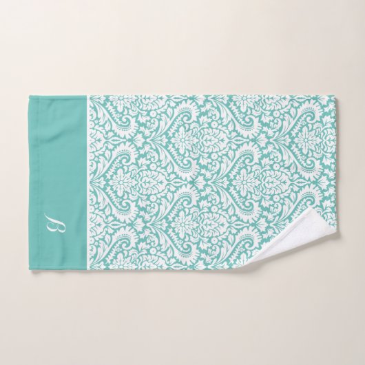 Blanc et turquoise (Serviette à main)