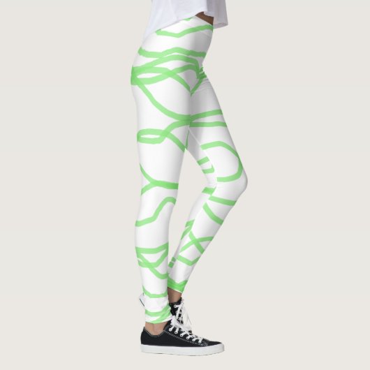 Blanc et vert citron vert Squiggly Leggings Abstra (Droite)