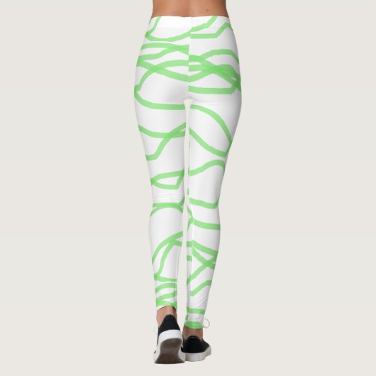 Blanc et vert citron vert Squiggly Leggings Abstra (Dos)