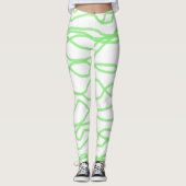 Blanc et vert citron vert Squiggly Leggings Abstra (Devant)