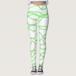 Blanc et vert citron vert Squiggly Leggings Abstra