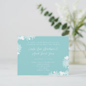 Blanc faire-part de mariage sur Turquoise foncé Vi (Debout devant)