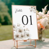 Blanc Fleur Rustique Élégant Numéro de table de ma