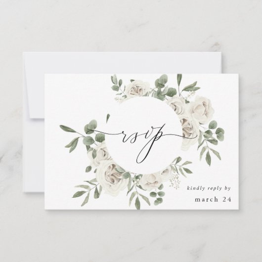 Blanc Fleurs & Eucalyptus avec RSVP repas 4 (Devant)