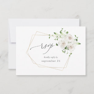 Blanc Floral avec RSVP de repas