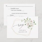 Blanc Floral avec RSVP de repas (Devant / Derrière)