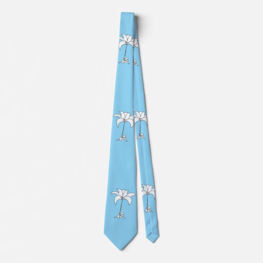 Blanc Floral Bleu Cravate tropical (Devant)