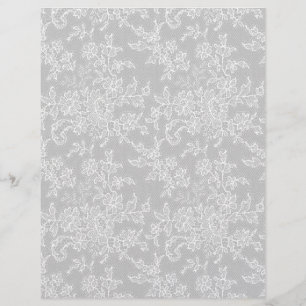 Blanc floral dentelle argent gris Arts et papier a