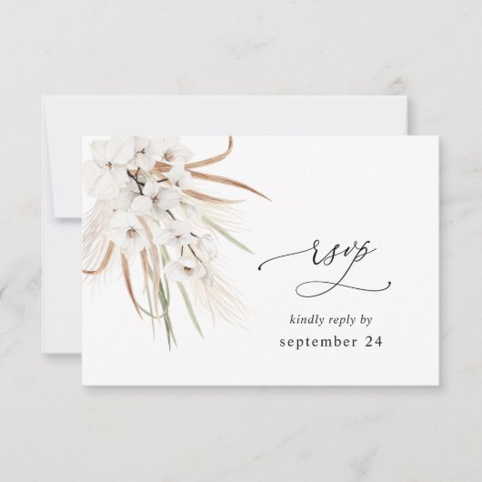 Blanc Floral Été Boho avec RSVP de repas (Devant)
