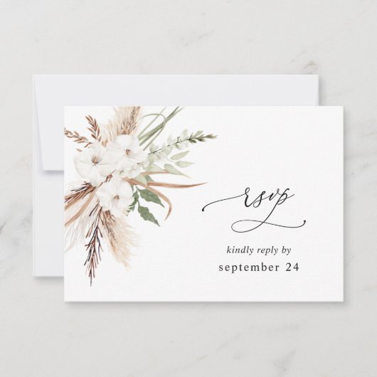 Blanc Floral Été Boho avec RSVP de repas 2 (Devant)
