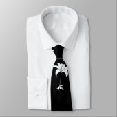 Blanc Floral noir Cravate tropical (Attaché)