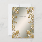 Blanc Floral Or Ornat Carte de remerciements (Dos)