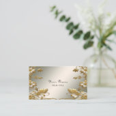 Blanc Floral or Ornat Carte de visite (Debout devant)