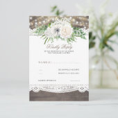 Blanc Floral Rustique Chic Wedding RSVP (Debout devant)