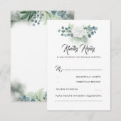 Blanc Floral verdure Mariage romantique RSVP (Devant / Derrière)