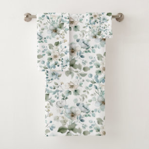 Blanc floral vert Eucalyptus verdure aquarelle 