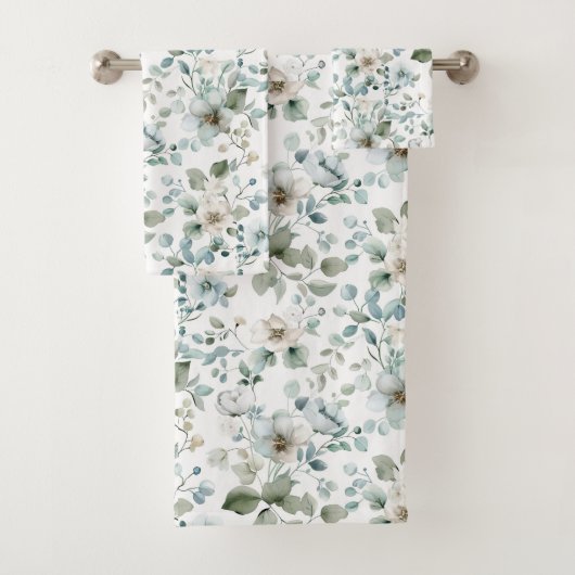 Blanc floral vert Eucalyptus verdure aquarelle  (En situation)