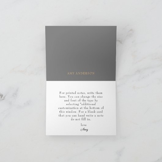 Blanc Flore l Or Accents Monogramme A Note Card (Intérieur)