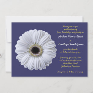 Blanc Gerbera Daisy Marine Bleu Faire-part de mari