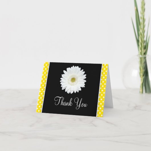 Blanc Gerbera Daisy Yellow Polka Dot Merci (Devant)