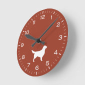 Blanc Golden Retriever Chien Silhouette Horloge ro (Angle)