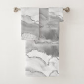 Blanc Gris Argent Paillettes Agate Élégant (En situation)