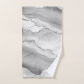 Blanc Gris Argent Paillettes Agate Élégant (Serviette à main)