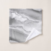 Blanc Gris Argent Paillettes Agate Élégant (Gant de toilette)