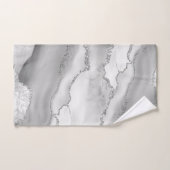 Blanc Gris Argent Paillettes Agate Élégant (Serviette à main)