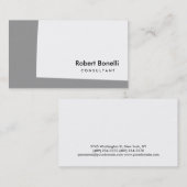 Blanc Gris clair Carte de visite consultant modern (Devant / Derrière)