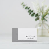 Blanc Gris clair Carte de visite consultant modern (Debout devant)