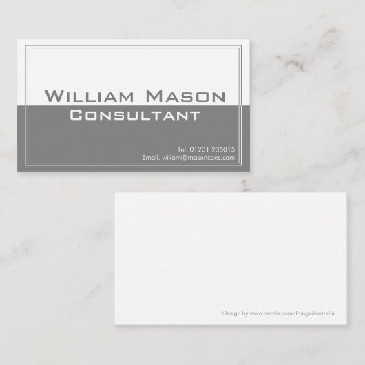 Blanc gris deux tons, Carte de visite professionne (Devant / Derrière)