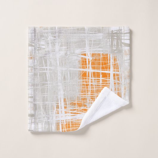 Blanc gris orange abstrait (Gant de toilette)