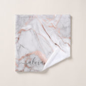 Blanc Gris Rose Rose Or Marbre élégant moderne (Gant de toilette)