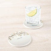 Blanc ivoire Floral Feuilles Dessous de verre de g (Côté)