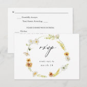 Blanc & Jaune Floral avec RSVP de repas (Devant / Derrière)