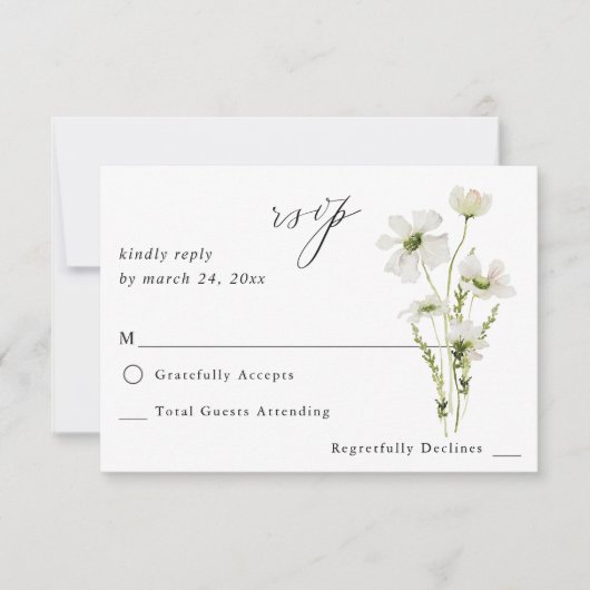 Blanc & Jaune Floral sans RSVP de repas 3 (Devant)