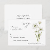 Blanc & Jaune Floral sans RSVP de repas 3 (Devant / Derrière)