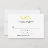 Blanc Jaune Plaine Simple Mariage Cartes RSVP (Devant)
