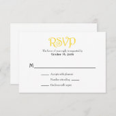 Blanc Jaune Plaine Simple Mariage Cartes RSVP (Devant / Derrière)